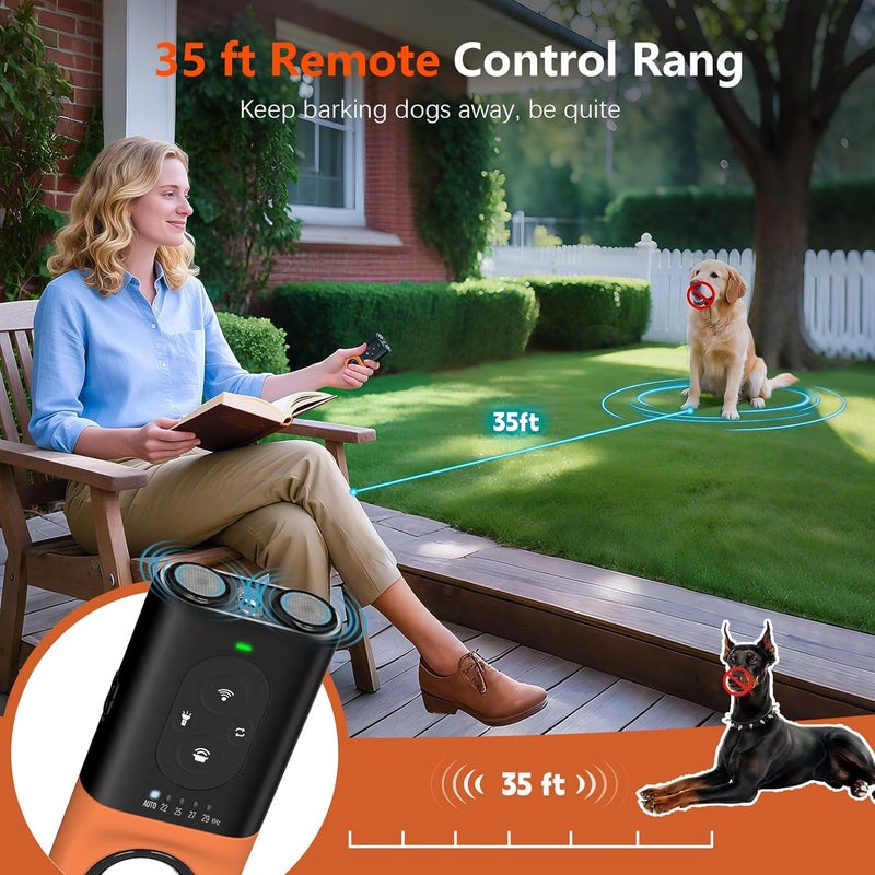 ByteRoll Dog Bark Deterrent Devices, Anti Barking Device for Dogs with Dual Emitters, 35 ft Range, LED Flashlight, Rechargeable Handheld Trainer, Safe & Effective, Stop Neighbors Dog - Image 3